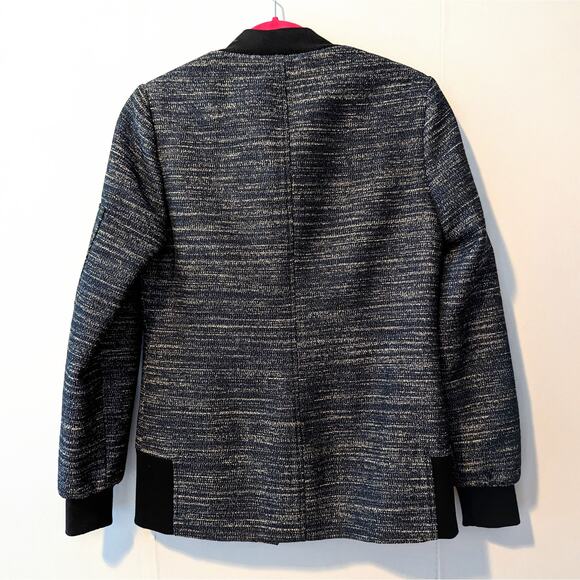 Karen Millen Navy Tweed Zip Up Jacket Size US 6 - Picture 3 of 10
